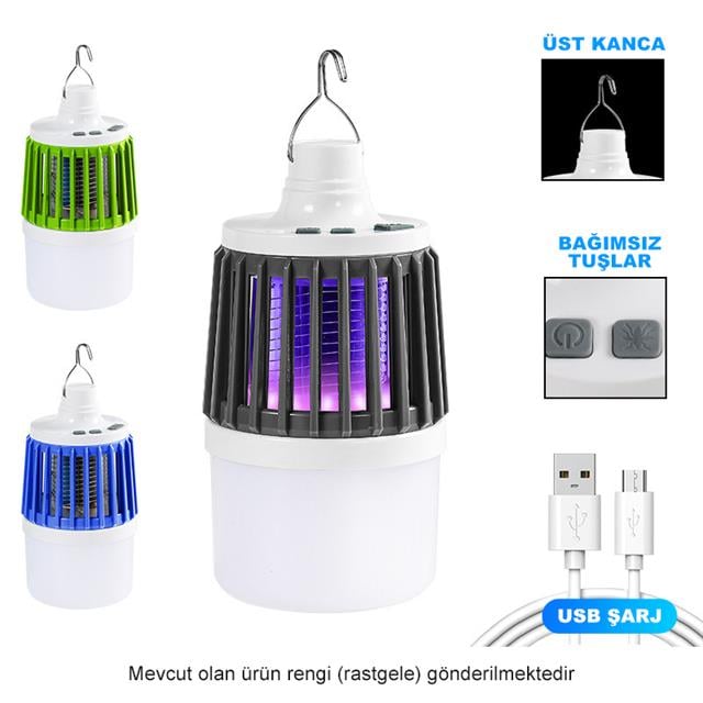 Powermaster MX-858 USB’li Sinek Öldürücü Özellikli 3 Modlu Şarjlı Kamp Feneri