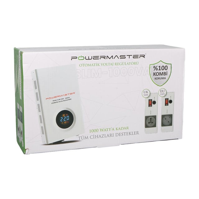 Powermaster SLIM-1000 Otomatik 1000 Watt Voltaj Kombi Regülatörü