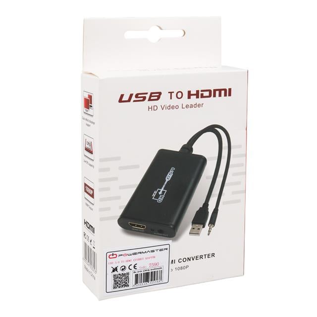 PowerMaster PM-7590 USB 3.0 TO HDMI Görüntü Çevirici Adaptör Audio Ses Çıkışlı 40Cm Kablo