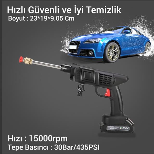 Powermaster PM-7728 Kablosuz Basınçlı Su Püskürtme Cihazı Araç Yıkama Temizlik Seti