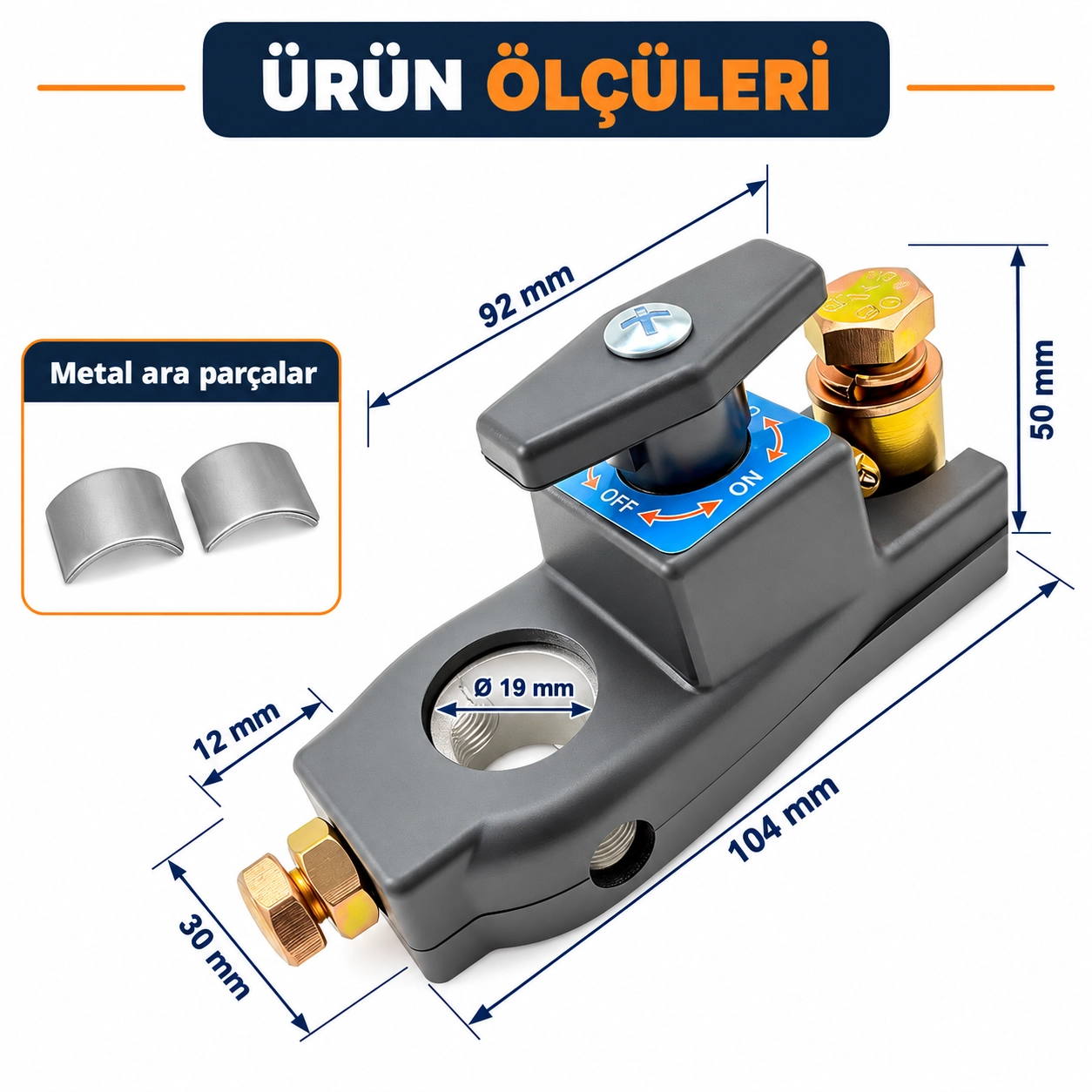 Muhafazalı Çevirmeli Akü Kutup Başı Şalteri Devre Kesici 12V - 24V Açma Kapama Anahtarı
