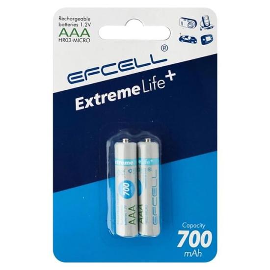 Efcell Extreme Life+ AAA 700mAh 1.2V Şarj Edilebilir Ni-MH Pil (2’li Paket)