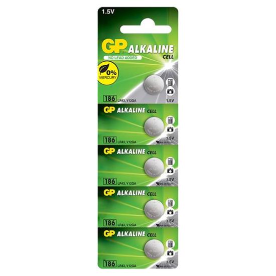 GP 186 LR43 AG-12R 1.5 Volt Alkalin Düğme Pil 5\\’li Paket
