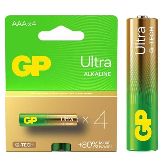 GP Ultra Alkalin AAA LR03 İnce Kalem Pil G-Tech (4’lü Paket)