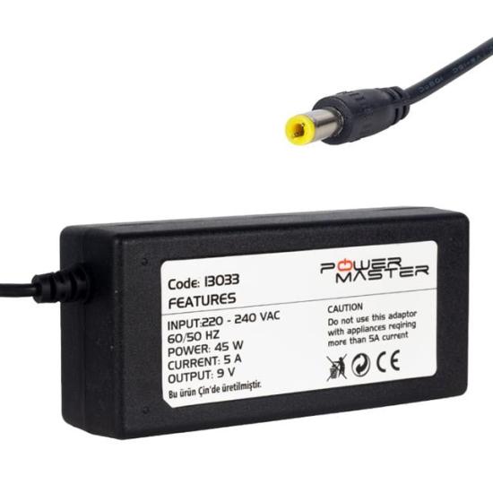 Powermaster PM-13033 9 Volt - 5 Amper 5.5*2.5 Mm Uçlu Yazar Kasa / Pos Makinesi Masaüstü Adaptör
