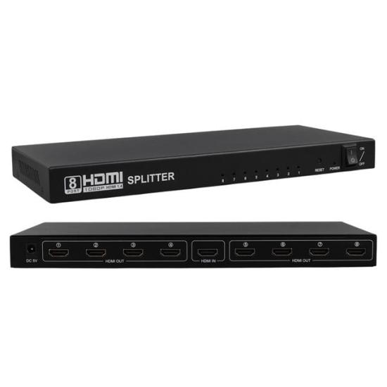 PowerMaster PM-14218 1 Giriş 8 Çıkış Port 1080P FHD HDMI Dağıtıcı Splitter (8’li Çoklayıcı)
