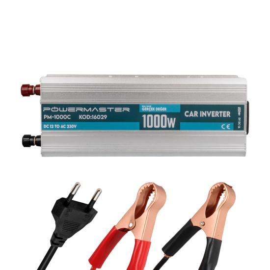 Powermaster 12V to 220V 1000W Modified Sinus Car Inverter 1xUSB 12V Şarjlı PM-1000C