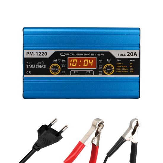 TechMore PM-1220 Pro 12v 20Ah Akü Şarj Cihazı Max 210 Ampere kadar Tüm Akülere Uygundur