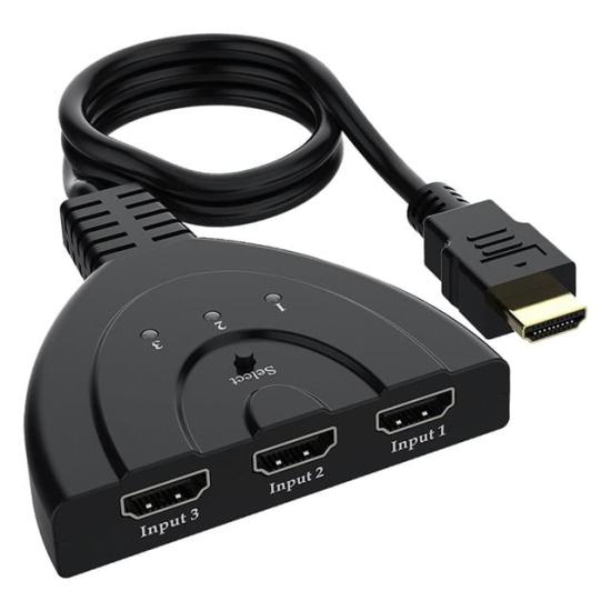PowerMaster PM-17229 3 Giriş 1 Çıkış HDMI Switcher Çoğaltıcı Toplayıcı Aparat 30 CM Kablolu Seçme Düğmeli