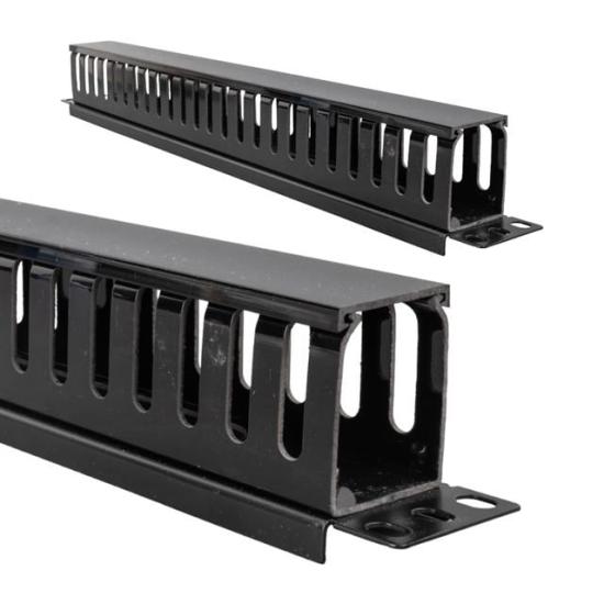 Powermaster TD-L801-12 19’’ 1U Rack Kabin Yatay Kablo Düzenleyici Kapaklı Kanal Yandan Geçişli