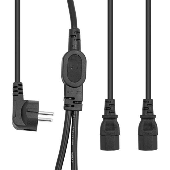 PowerMaster PM-17972 Çift Güç Çıkışlı 1.8 Metre PC Power Kablosu Dişi IEC C13 AC220V Tek Priz