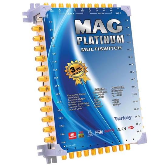 MAG Platinum MP 10/64 Multiswitch - 10 Giriş 64 Çıkışlı Merkezi Uydu Santrali Hybrid 4K ve 3D Destekli
