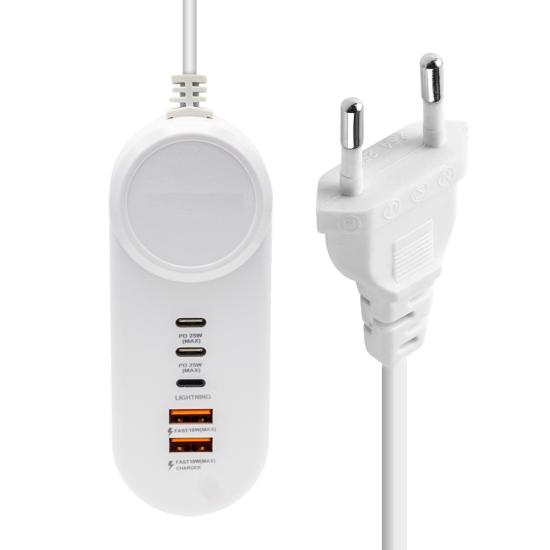 25W PD Lightning + 2 Type-C + 2 USB Şarj Adaptör