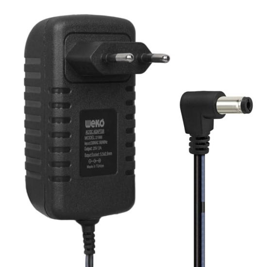 Weko WK-21966 25 Volt - 2 Amper - 50 Watt 5.5*2.5 Mm L Uçlu Kırmızı Yeşil Ledli Yerli Üretim Şarjlı Matkap Adaptörü