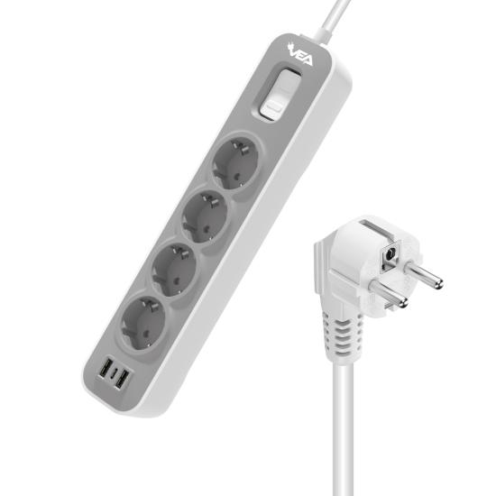 Akım Korumalı Grup Priz 4’lü Anahtarlı 1.5 Metre Kablolu 2 USB TYPE-C 4000W 16 Amper  Çocuk Koruma