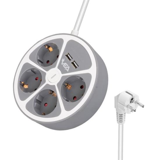 Vea VE-G604YU 4’lü 2 USB’li Anahtarlı 1.5 Metre Grup Priz