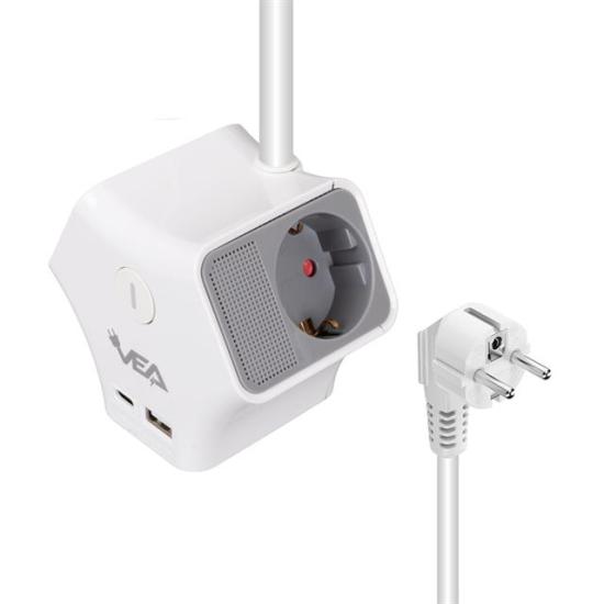 Vea VE-G903YC 3’lü USB+ Type-C Girişli Anahtarlı 1.5 Metre Grup Priz