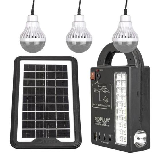 PowerMaster GD-999 Güneş Enerjili Solar Aydınlatma Sistemi 3 Ampullü Powerbank Özellikli Taşınabilir Kamp Seti