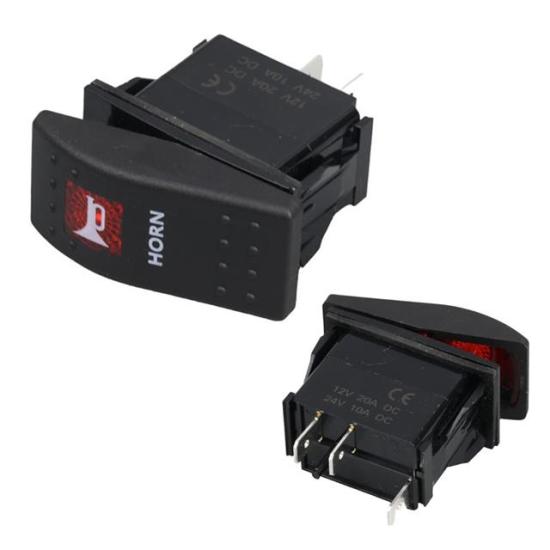 PowerMaster ﻿Korna Sembollü Işıksız Yaylı 2 Pinli On-Off 12-24V Marin Switch