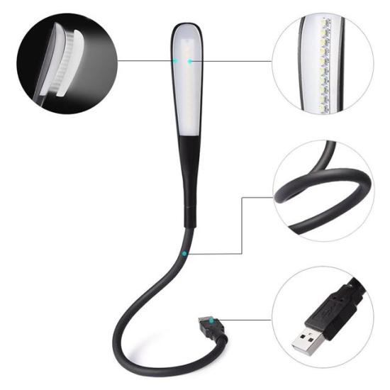 PowerMaster PM-24561 14 Ledli Siyah Esnek Usb Led Lamba