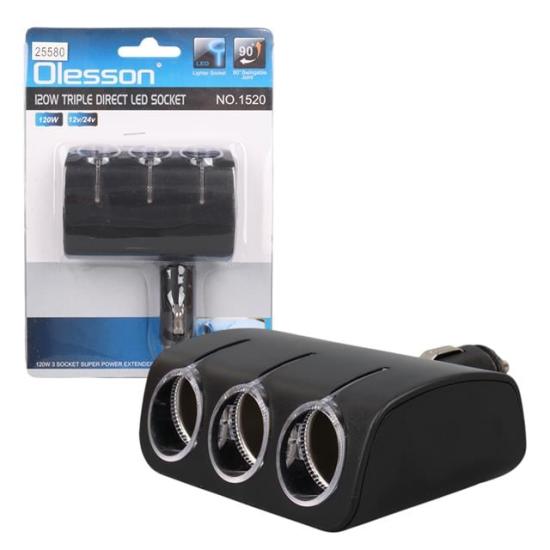 Olesson 1520 12-24V 120W 3’lü Araç Çakmak Çoklayıcı