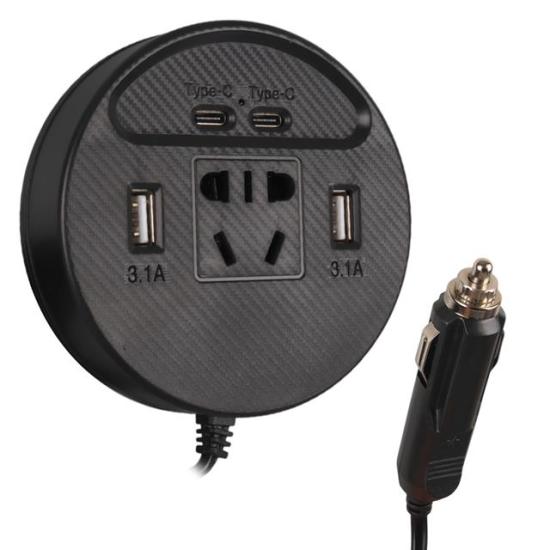 Olesson 1667 DC 12-24V 150W Oto Araç Power İnverter Çift TYPE-C - Çift USB - 220V Üniversal Priz Girişli