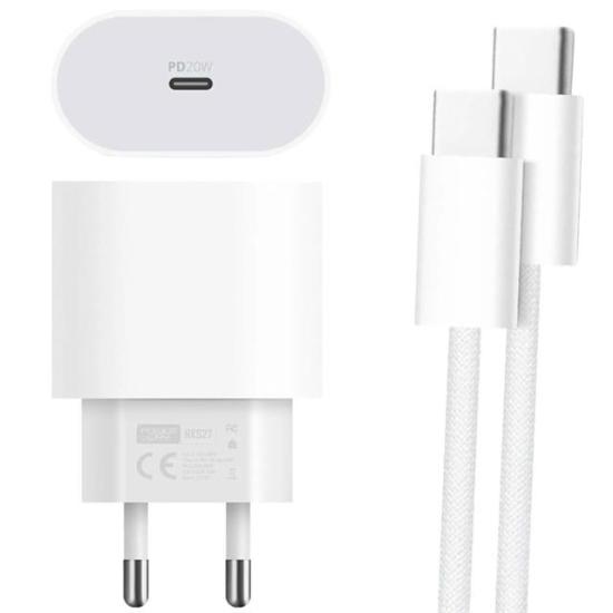 Powerway RXS27 20W Type-C Şarj Adaptörü - Kablo Seti (Apple 15 Pro-Pro Max Uyumlu)