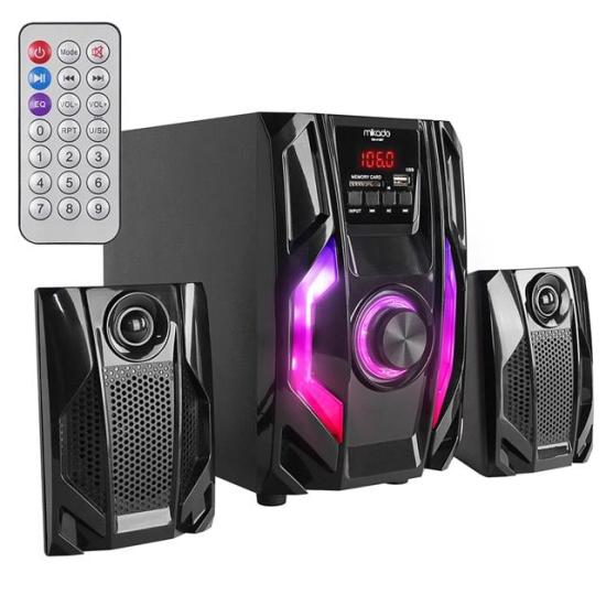 Mikado MD-415BT RGB 2+1 20 Watt Basslı FM/BT/SD/USB Bluetooth Ses Sistemi Multimedya Hoparlör