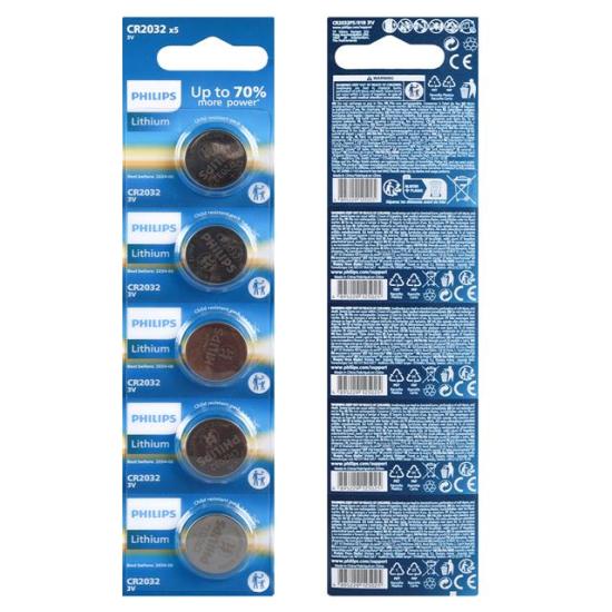 Philips CR2032 3V Lityum Mini Düğme Para Pil (Blister 5’LI Paket)