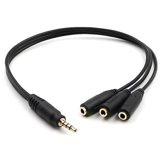 Powermaster 3.5 Mm Erkek * 3 Stereo Dişi Kulaklık Çoklayıcı 30 Cm Y Kablo