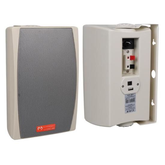 MagicVoice MV-24 13 CM 50 Watt Komütatörlü Hat Trafolu Krem Beyaz Sütun Hoparlör (2’li Takım)