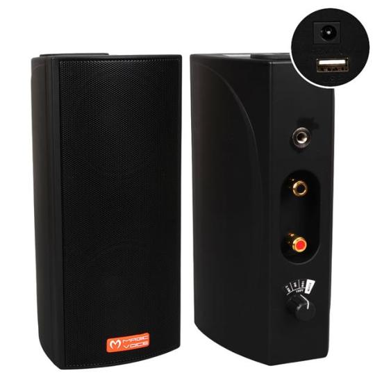 MagicVoice MV-19 2x7.5 CM 40 Watt Komütatörlü Hat Trafolu Siyah Sütun Hoparlör (2’li Takım)