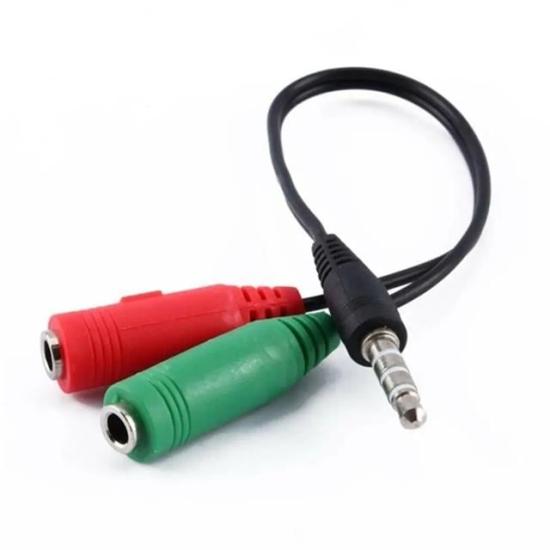 Powermaster PM-2697 3.5 Mm Stereo Erkek Kulaklık 3 Çizgili + 2 X Stereo Dişi Mikrofon Hoparlör Çoklayıcı Kablo