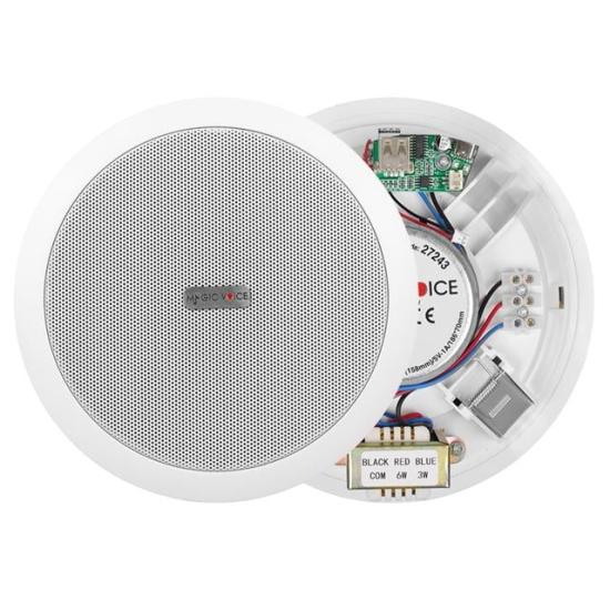 MagicVoice TPI-351 6’’ (16 CM) Hat Trafolu Alçıpan/Asma Tavan Tipi Hoparlör (6W RMS - MP3 USB Uyumlu) - Beyaz