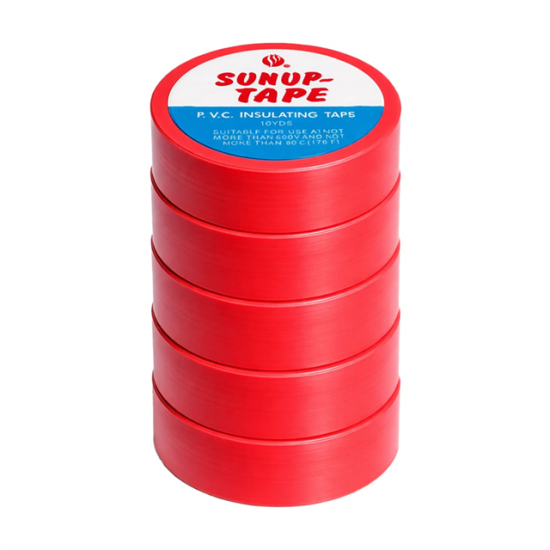 Sunup SN-27920 Kırmızı 0.13x18mm İzole PVC Elektrik Yalıtım Bant (5’li Paket)