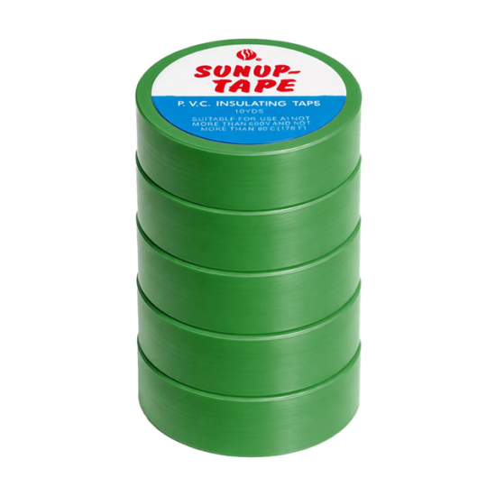 Sunup SN-27923 Yeşil 0.13x18mm İzole PVC Elektrik Yalıtım Bant (5’li Paket)