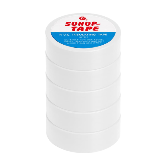 Sunup SN-27924 Beyaz 0.13x18mm İzole PVC Elektrik Yalıtım Bant (5’li Paket)
