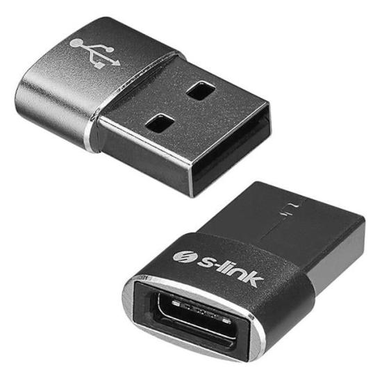 S-Link SL-TA28M Otg Çevirici TYPE-C Dişi TO USB Erkek Metal Gövdeli