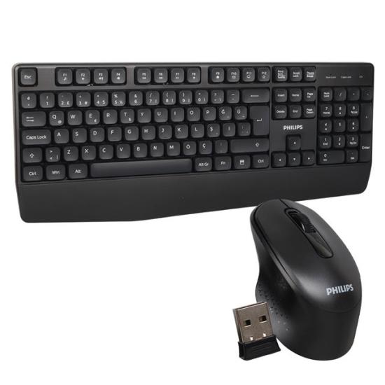 Philips SPT6348B USB Kablosuz Ofis Tipi Siyah Numpadli Türkçe Q Klavye Mouse Seti