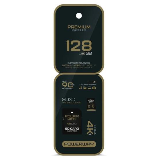 Powerway Premium 128 GB 90MB/S Ultra Hızlı 4K Destekli SDXC Hafıza Kartı