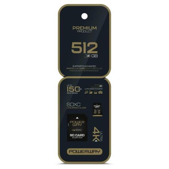 Powerway Premium 512 GB 150MB/S Ultra Hızlı 4K Destekli SDXC Hafıza Kartı