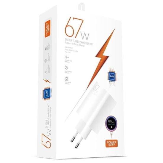 Powerway M67 Süper Turbo 67W USB-A Çıkışlı Hızlı Telefon Şarj Adaptörü (5-20V 3-25A)