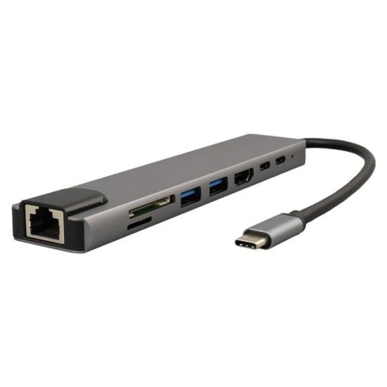Raca RC-29630 Type-C 8in1 HDMI Çok Fonksiyonlu USB 3.0 Dock Station (Macbook - PC - Playstation - Xbox)