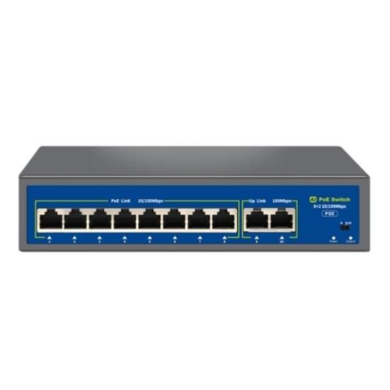 Novacom NVC-HIF0820FBL-C 8+2 Port 120W 10/100Mbps PoE Switch (250m Extend Modlu)
