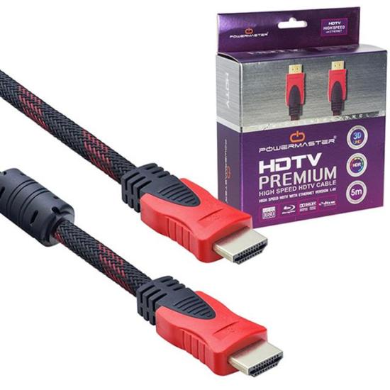 Powermaster PM-3202 5 Metre Yüksek Hızlı 1.4V HDMI Kablosu 1080p-4K-3D Dayanıklı Örgülü Dış Kılıf