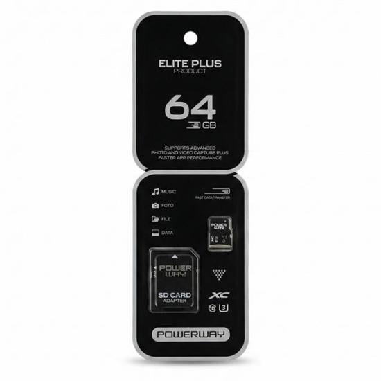 Powerway Elite Plus 64 GB Micro SD Hafıza Kartı