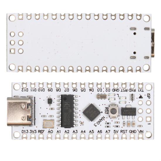 Arduino Nano V3.0 Uyumlu USB-C (Beyaz PCB) Geliştirme Kartı