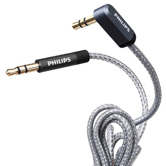 Philips SWR2114F/93 3.5mm AUX Ses Kablosu 1.5 Metre L Tipi Konnektör Örgülü Zırhlı
