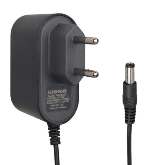 Weko WK- 37864 Plastik Kasa 5 Volt - 2 Amper 5.5*2.1 Mm Uçlu Yerli Üretim Priz Tipi Adaptör
