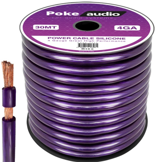 Poke PK-1409 4GA 30 Metre Silikon Oto Amfi Güç Kablosu
